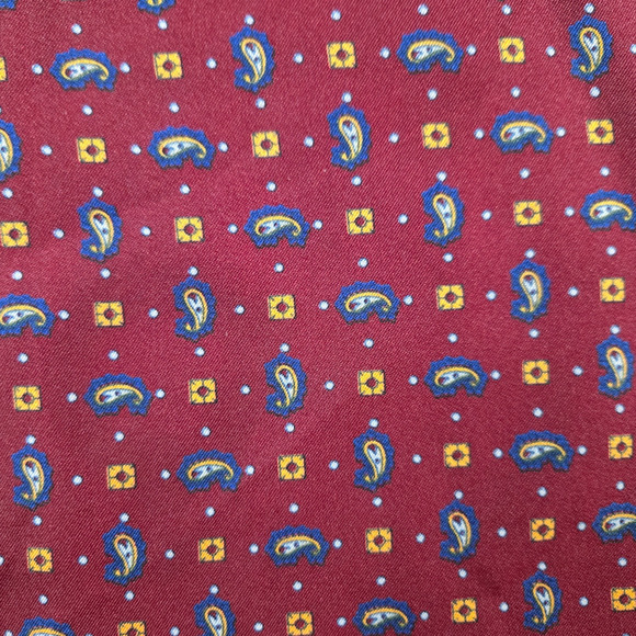 70s Vintage Burgundy Paisley Geometric Boho Retro Midi Full A-Line Skirt Size 12 - Picture 2 of 8